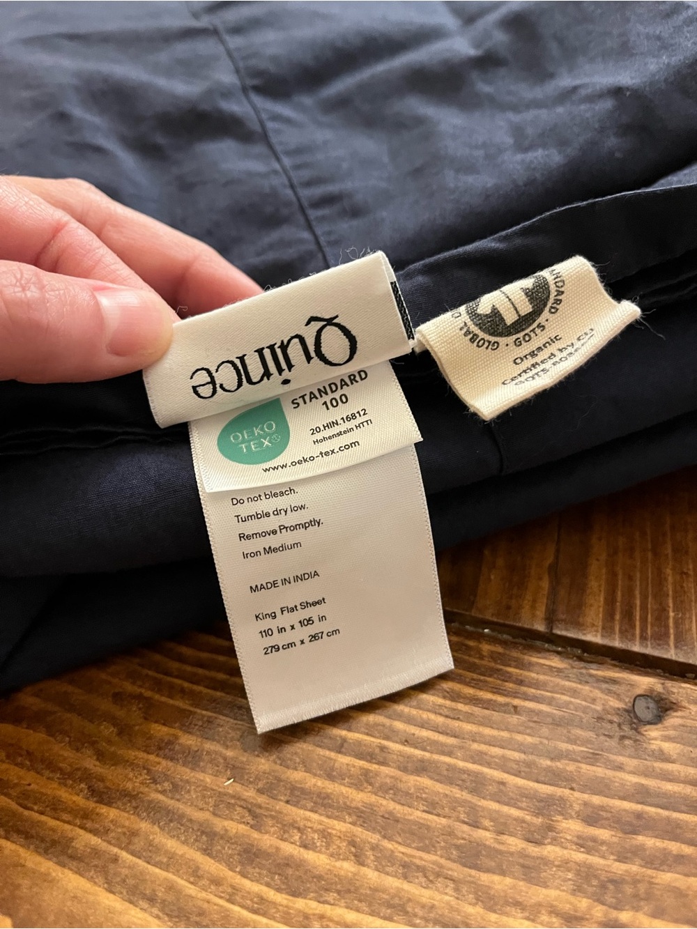 Quince Navy King Flat Sheet ONLY